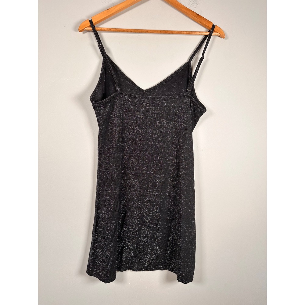 Brandy Melville Mini Dress Women One Size Black Sparkly Metallic Spaghetti Strap - Picture 3 of 6